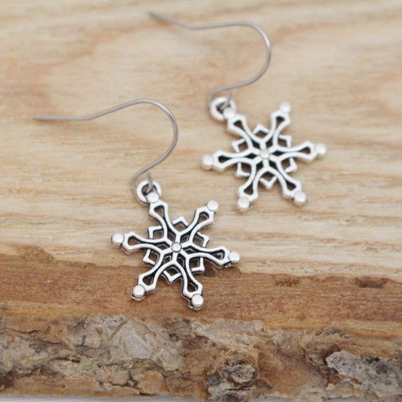 Snowflake Charm Earrings - Picture 4 of 7